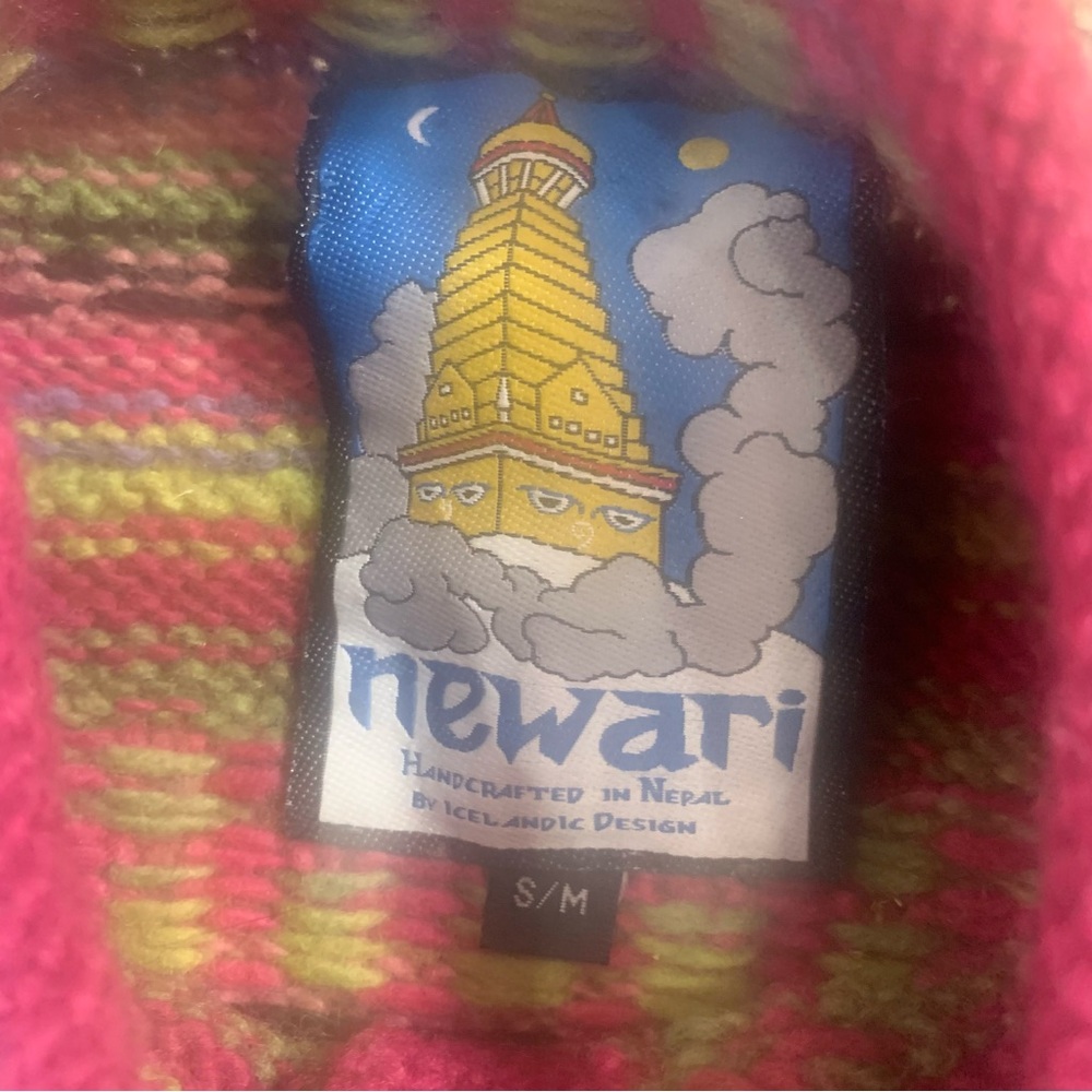 Newari Icelandic Design Hand Knitted Nepal Colorful Cardigan Sweater - Picture 11 of 13